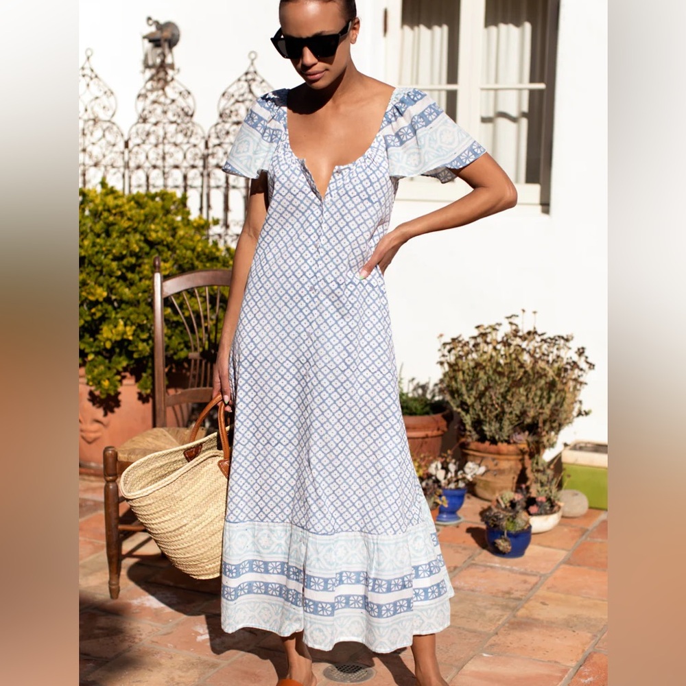 Emerson Fry Blue and White Patterned Dress